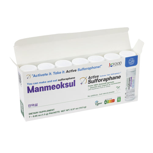 Open Manmeoksul Sulforaphane 7-pack box with individual containers